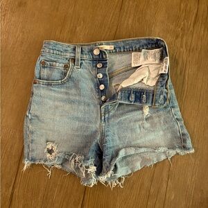 Levi's Light Blue Ribcage Jean Shorts